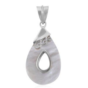 Beautiful Open Work Natural Mother Of Pearl Pendant in Sterling Silver  E464